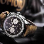 The brown strap fake watch is designed for men.