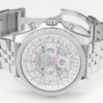 The white dial fake watch has a date window.